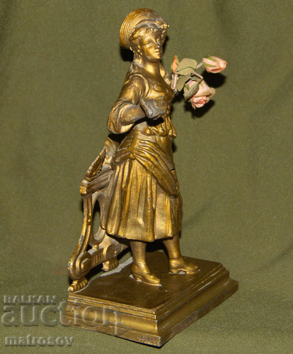 Old metal decorative statue sculpture woman with flowers - 5 Old metal decorative statue sculpture woman with flowers - 5