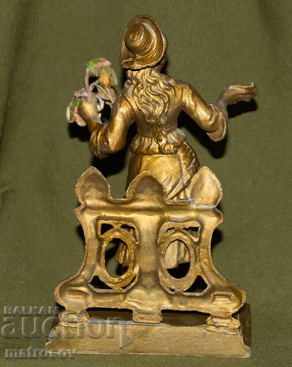 Old metal decorative statue sculpture woman with flowers - 6 Old metal decorative statue sculpture woman with flowers - 6