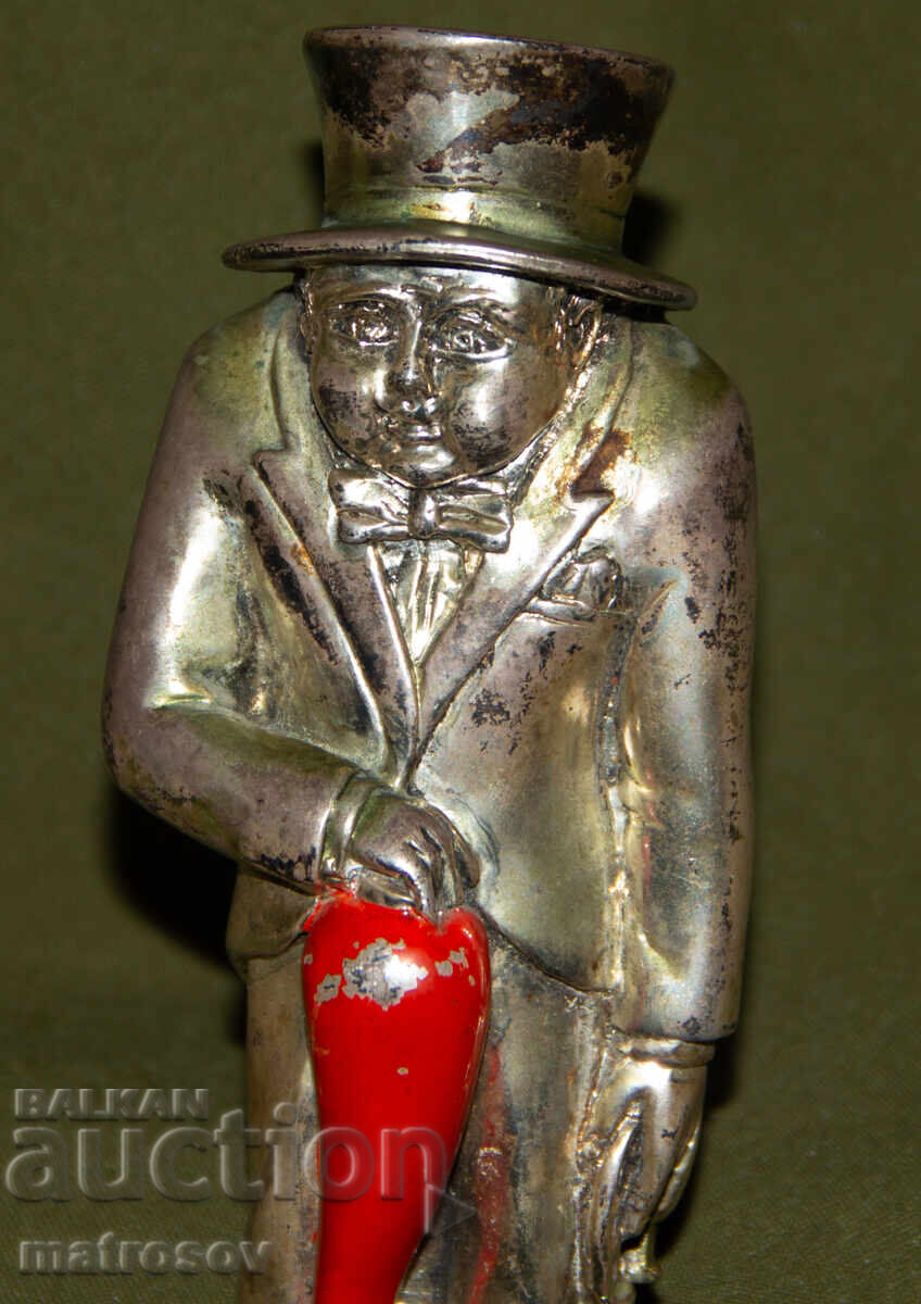 Аукцион Малка посребрена фигурка мъж с цилиндър