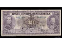 Venezuela 10 Bolivares 1956 Pick 31b Very SCARCE