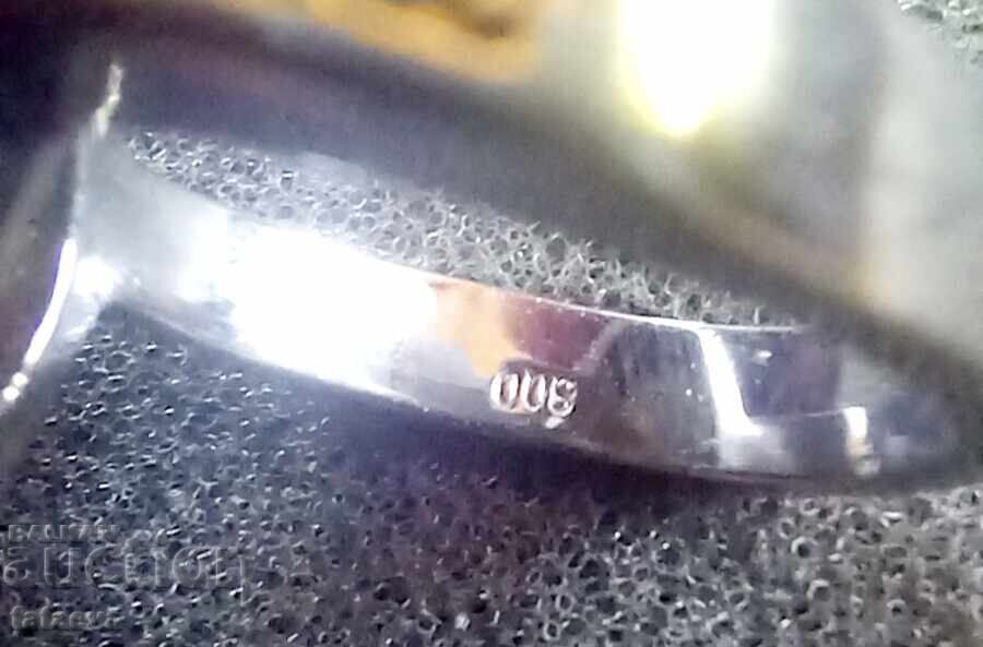 Inel masiv din argint cu citrin mare - 6 Inel masiv din argint cu citrin mare - 6