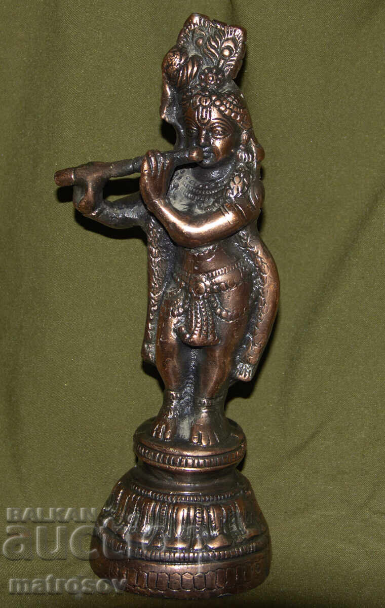 Statuie decorativă metalică sculptură Krishna
