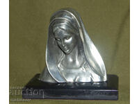 Mica figurină decorativă argintată Fecioara Maria