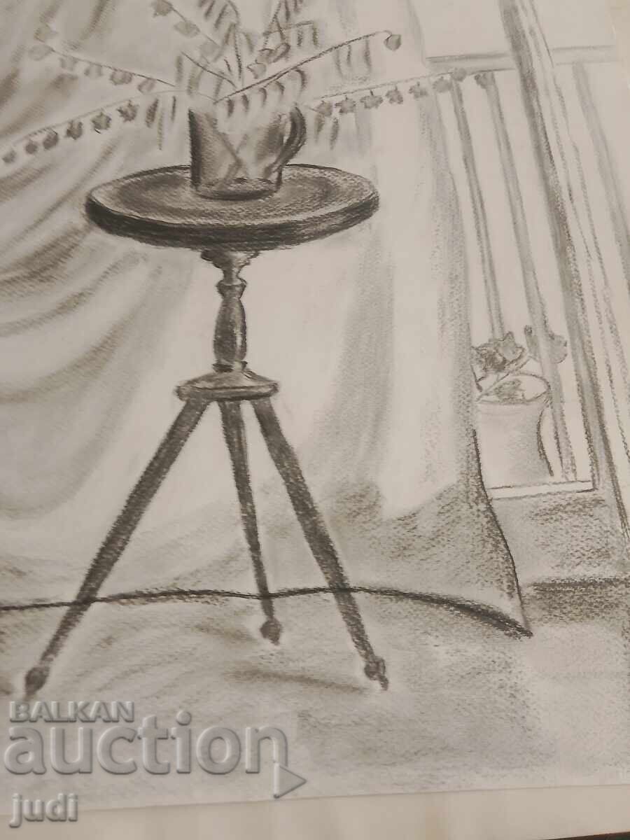 Delivery of Charcoal painting