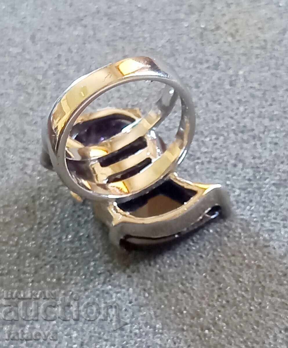 Inel masiv din argint cu ametist mare - 6 Inel masiv din argint cu ametist mare - 6