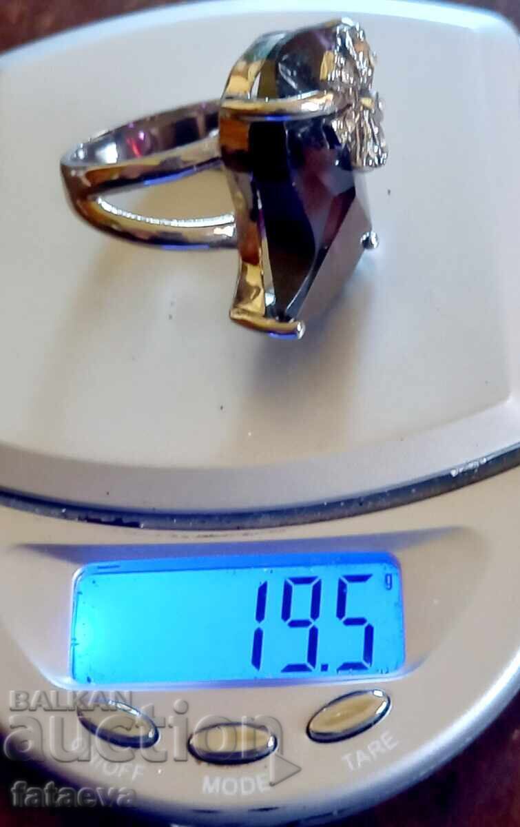 Inel masiv din argint cu ametist mare - 7 Inel masiv din argint cu ametist mare - 7