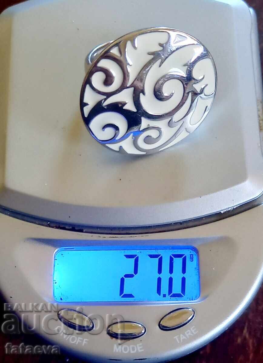 Inel masiv din argint cu email - 7