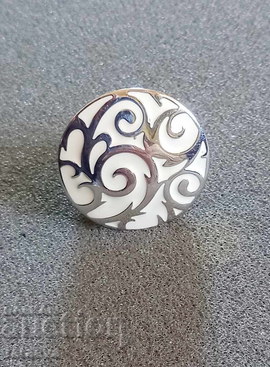 Inel masiv din argint cu email