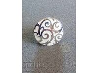 Inel masiv din argint cu email