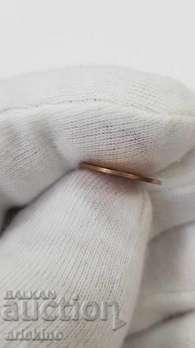 Топ качество на медна българска монета 1 стотинка 1912 г. - 5