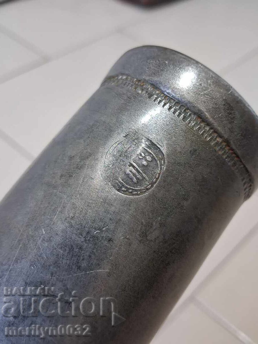 Auction  Antique Hajduk metal powder flask for rifle, pistol