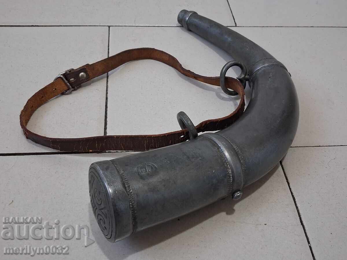 Antique Hajduk metal powder flask for rifle, pistol - 6