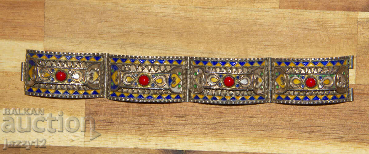 Old silver bracelet enamel filigree