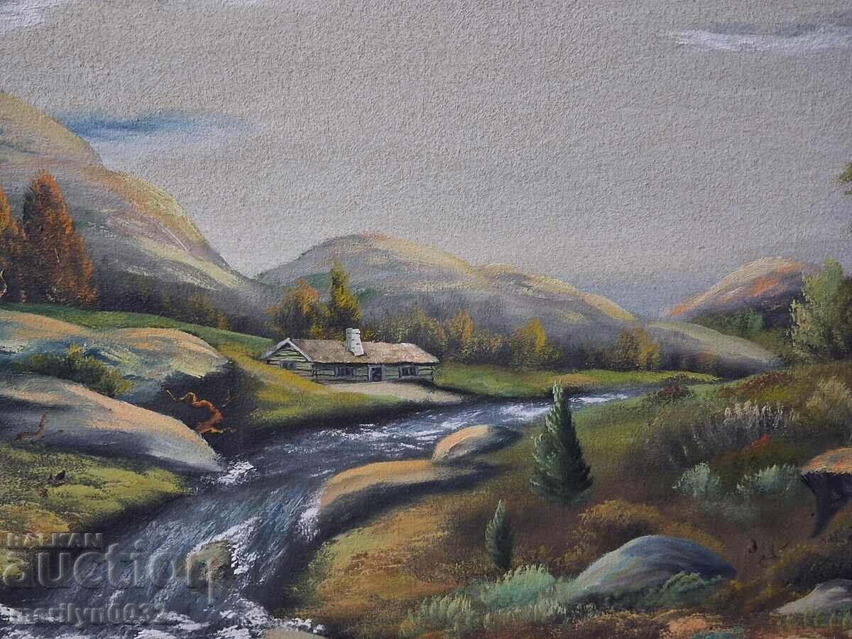 Πίνακας ζωγραφικής γκαλερί τοπίο σε καμβά λάδι 100/70 εκ - 6