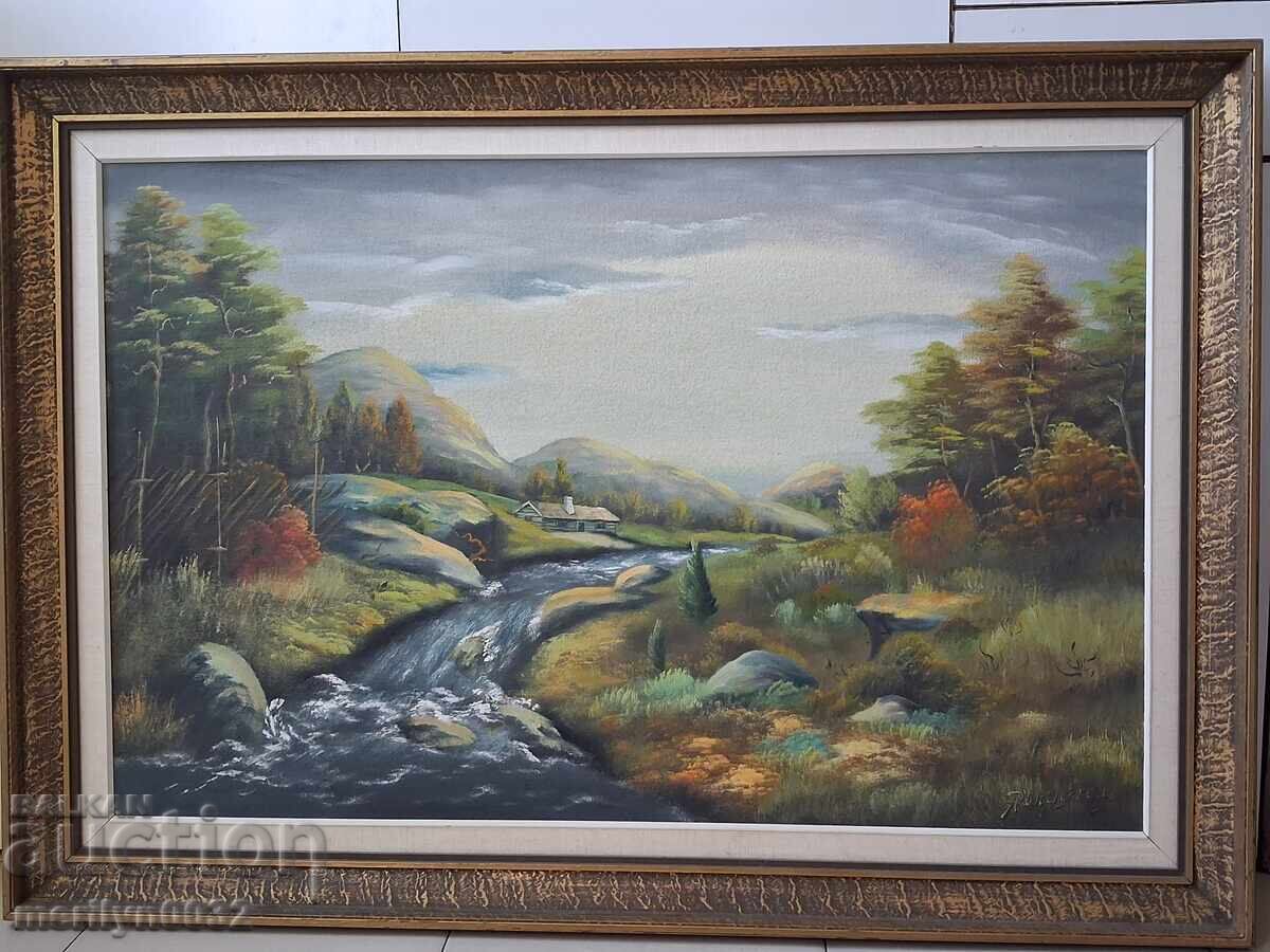 Πίνακας ζωγραφικής γκαλερί τοπίο σε καμβά λάδι 100/70 εκ - 7