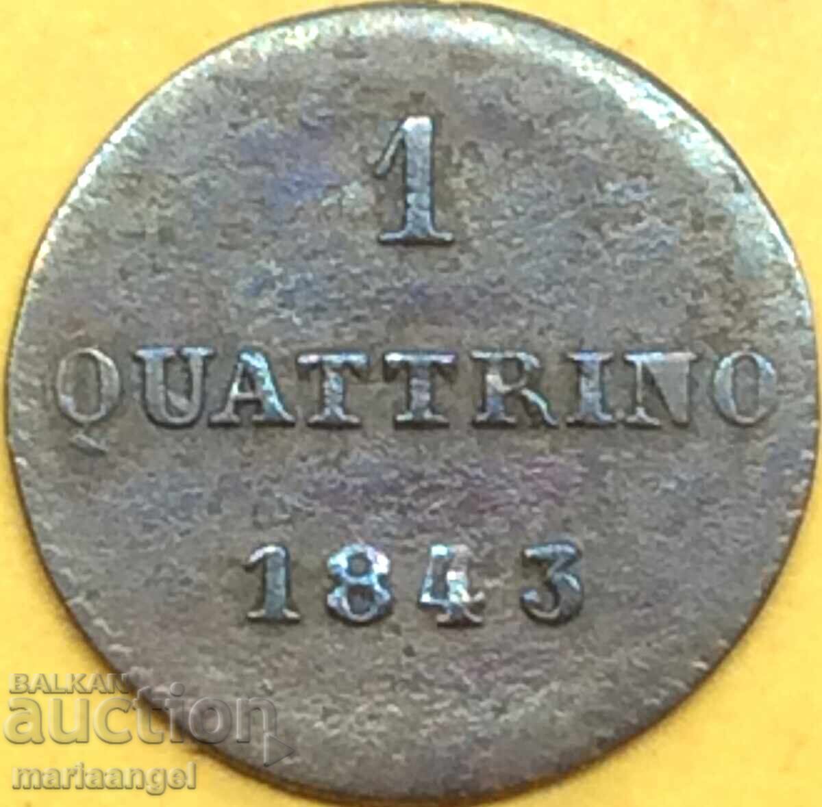Quattino 1843 Tuscany Italy Leopold II - rare - 5