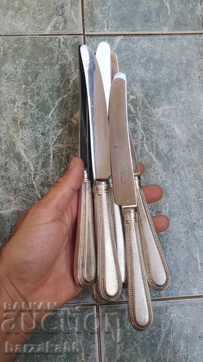 Нож Ножове с посребрени дръжки England 6 броя - 6