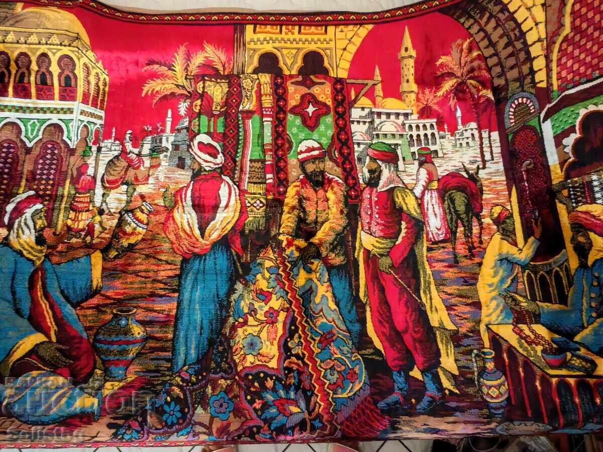 Vintage large rug, wall carpet, oriental motif - 6