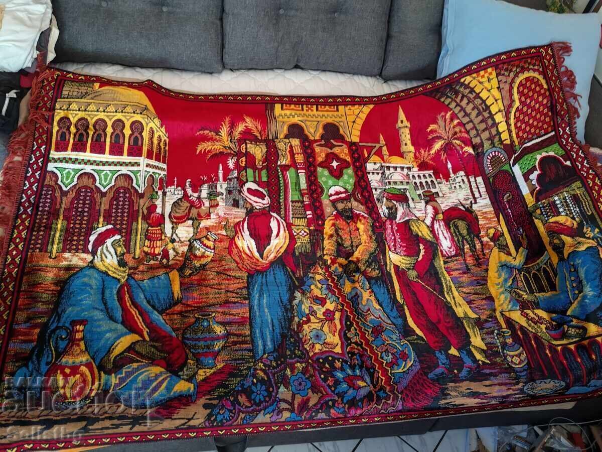 Covor vintage mare, pentru perete, motiv oriental