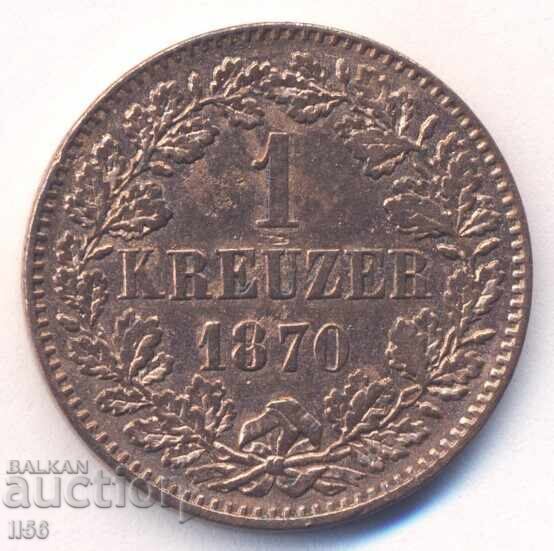 Германия - 1 кройцер 1870 (отлична)