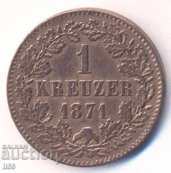 Germany - 1 Kreuzer 1871 (Excellent) Germany - 1 Kreuzer 1871 (Excellent)