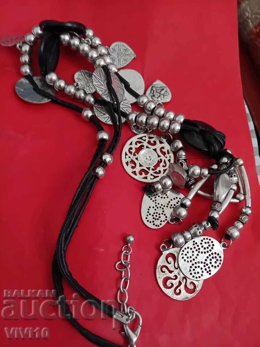 Antique necklace with metal parts
