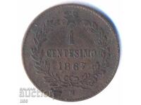 Italia - 1 centesimo 1867 - litera M (Milano)