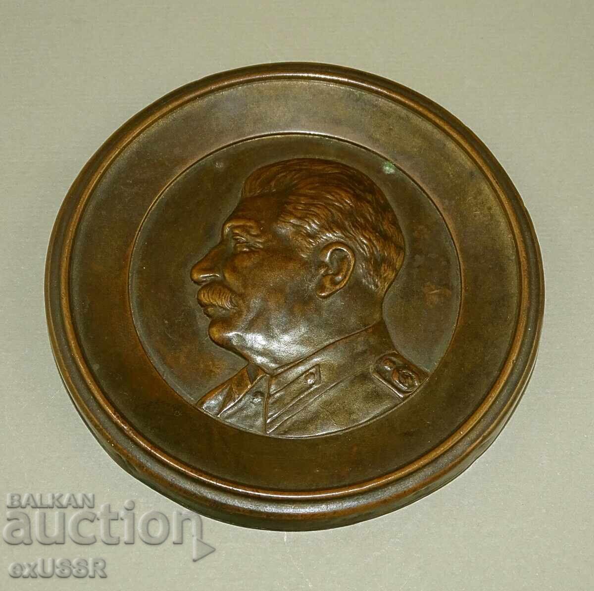 Plachetă metalică veche Stalin