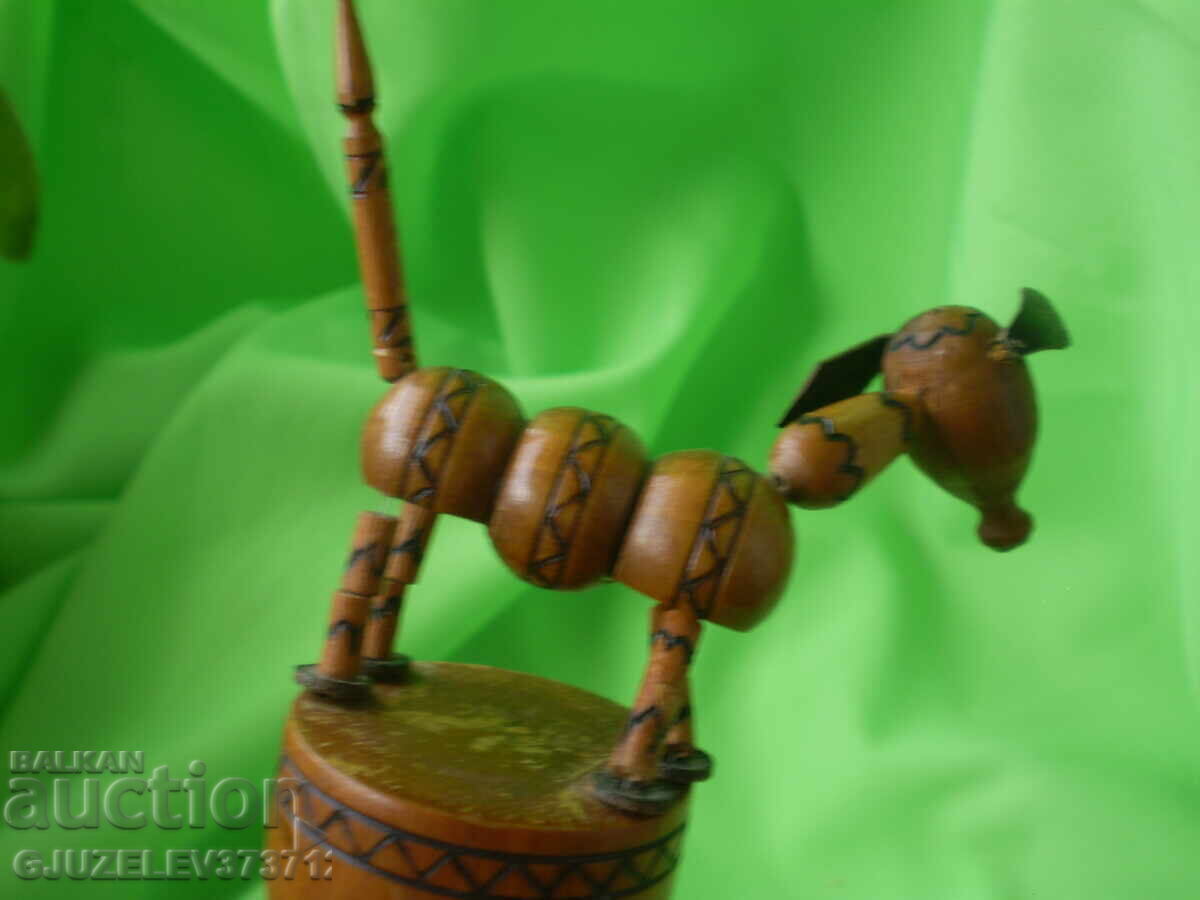 Παλιό ξύλινο παιχνίδι Γαϊδουράκι κουνάει ουρά, κουνιέται - 5