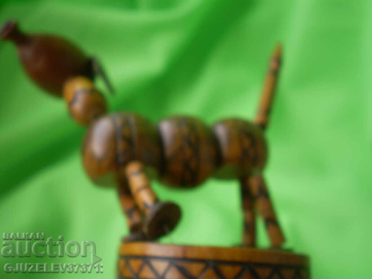 Παλιό ξύλινο παιχνίδι Γαϊδουράκι κουνάει ουρά, κουνιέται - 6