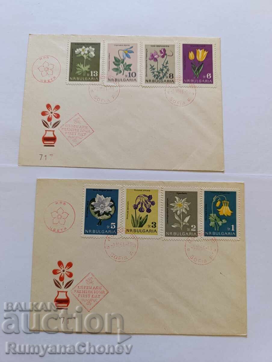 First Day Covers Flowers 1963 with red stamp and number