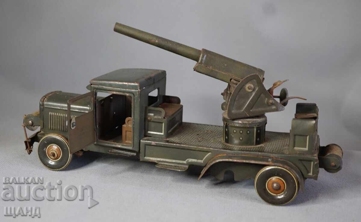 Типко 1930 Метална механична играчка Военен Камион Гаубица - 5 Типко 1930 Метална механична играчка Военен Камион Гаубица - 5