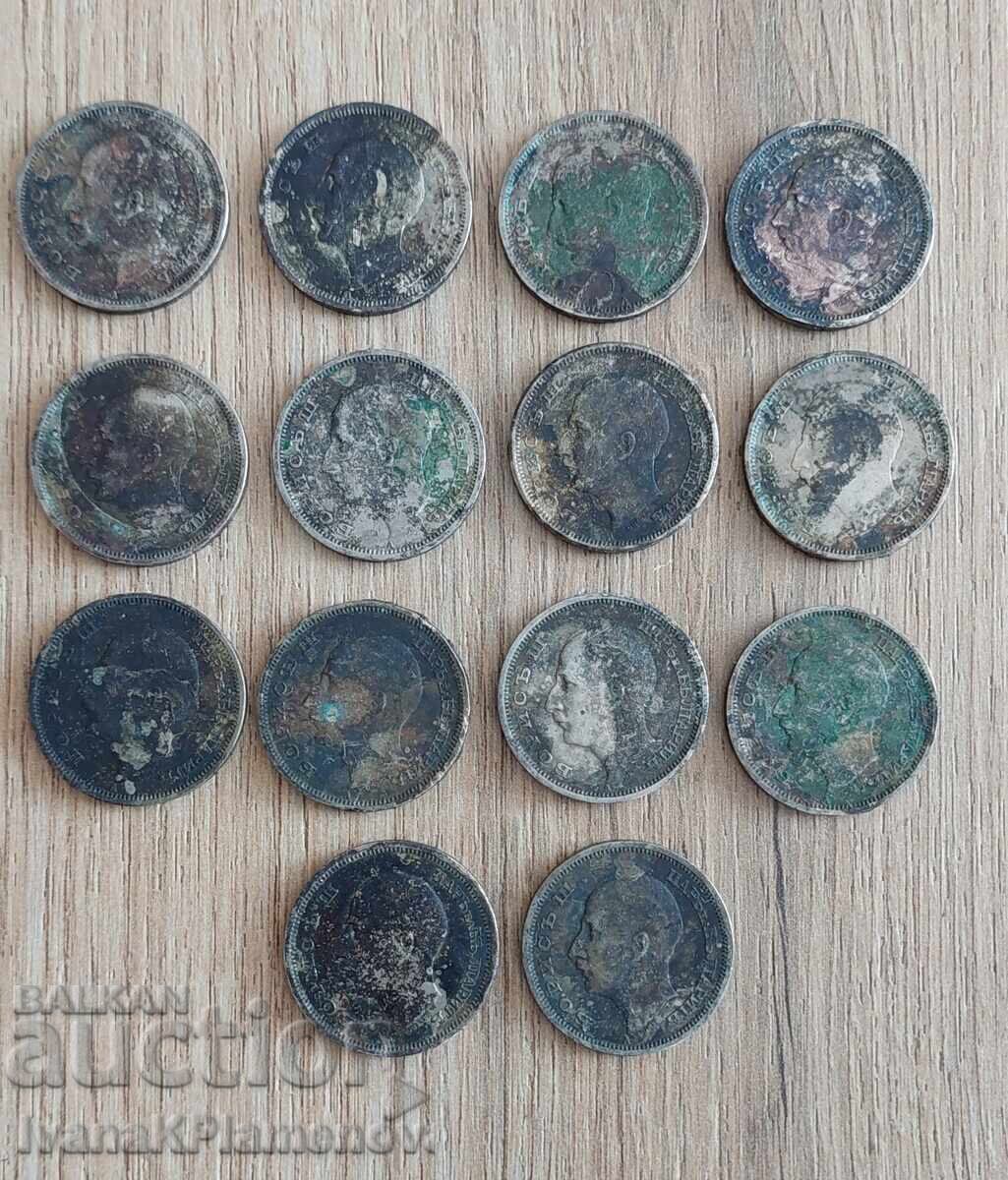 Monede 14 bucăți 50 leva 1940 și 1943 necurățate - 5 Monede 14 bucăți 50 leva 1940 și 1943 necurățate - 5