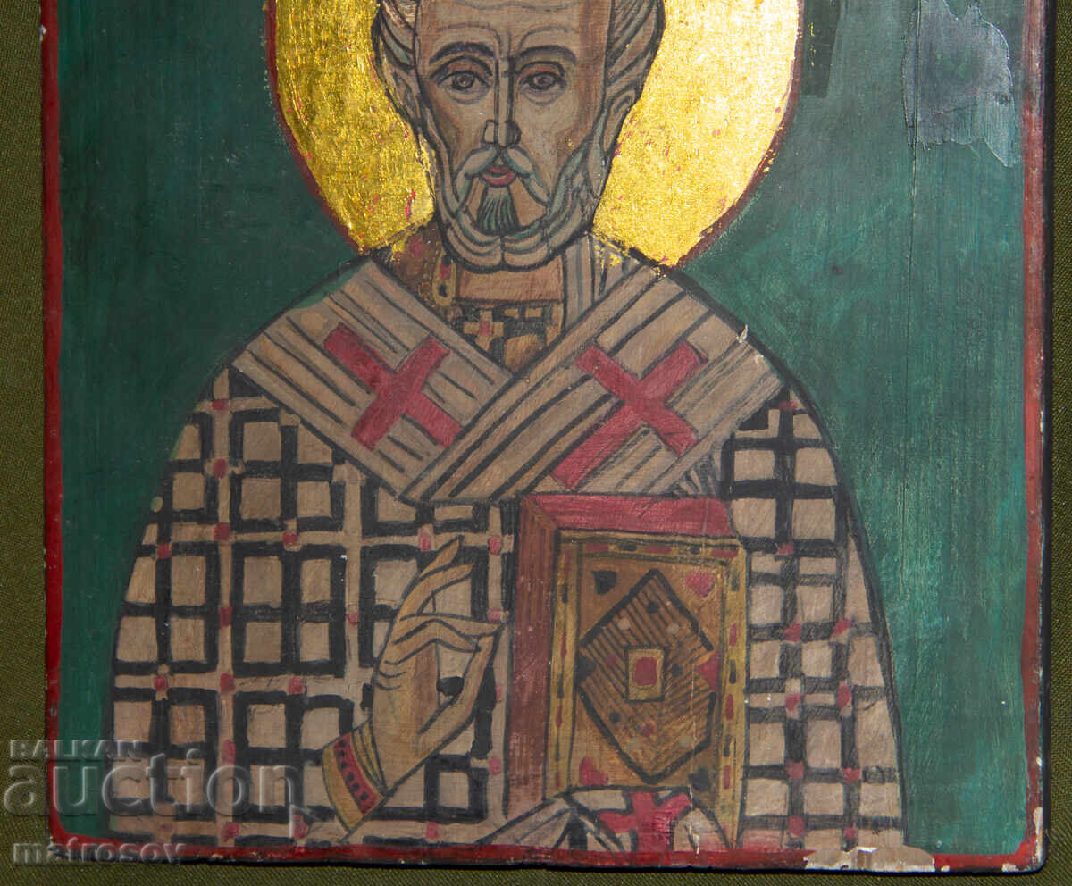 Ръчно рисувана икона, темперни бои, Свети Николай Чудотворец - 5 Ръчно рисувана икона, темперни бои, Свети Николай Чудотворец - 5