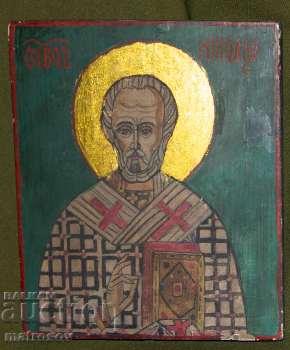 Ръчно рисувана икона, темперни бои, Свети Николай Чудотворец Ръчно рисувана икона, темперни бои, Свети Николай Чудотворец