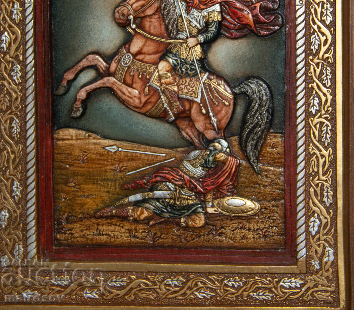 Sfântul Dumitrie, icoană pictată manual, tempera, aurire - 5