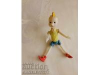 Jucărie veche vintage Pinocchio cu ochi mișcători, plastic dur