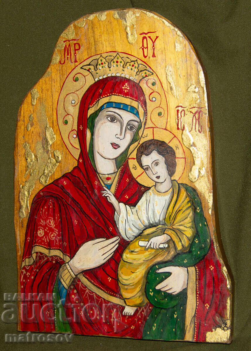Hand-painted icon, tempera, Holy Mother of God with the Child with price 200.00 BGN | € 102.26