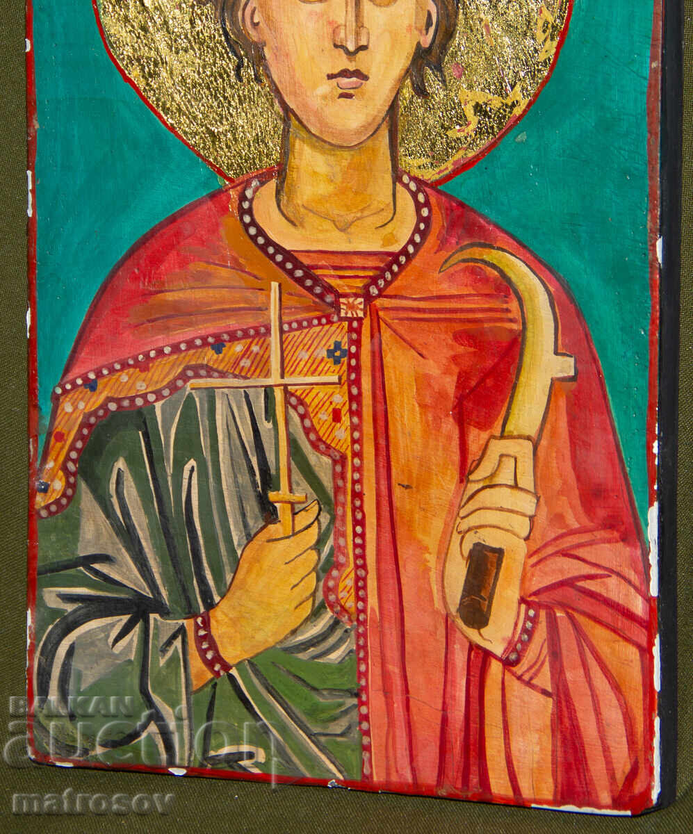 Livrarea Sfântul Trifon, icoană pictată manual, vopsele tempera