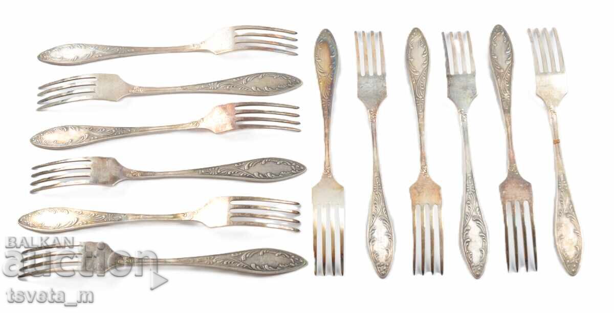 Auction Silver-plated eating utensils forks 12 pcs USSR social Auction Silver-plated eating utensils forks 12 pcs USSR social