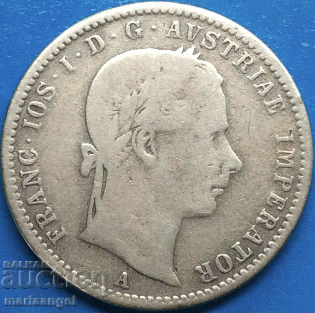 Livrarea Austria 1/4 florin 1858 A - Viena Franz Joseph argint