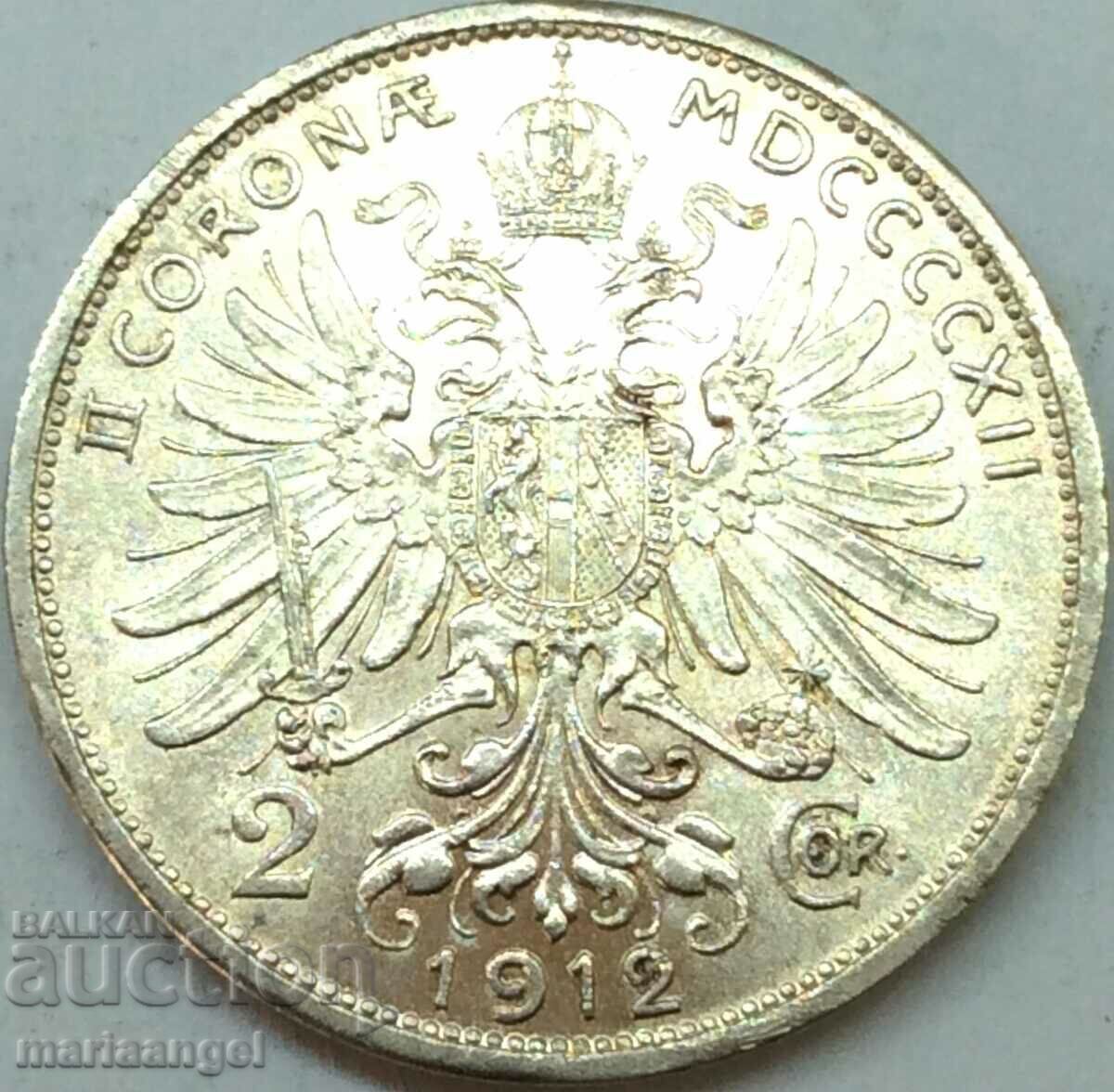 Auction  2 crowns 1912 Austria Patina silver