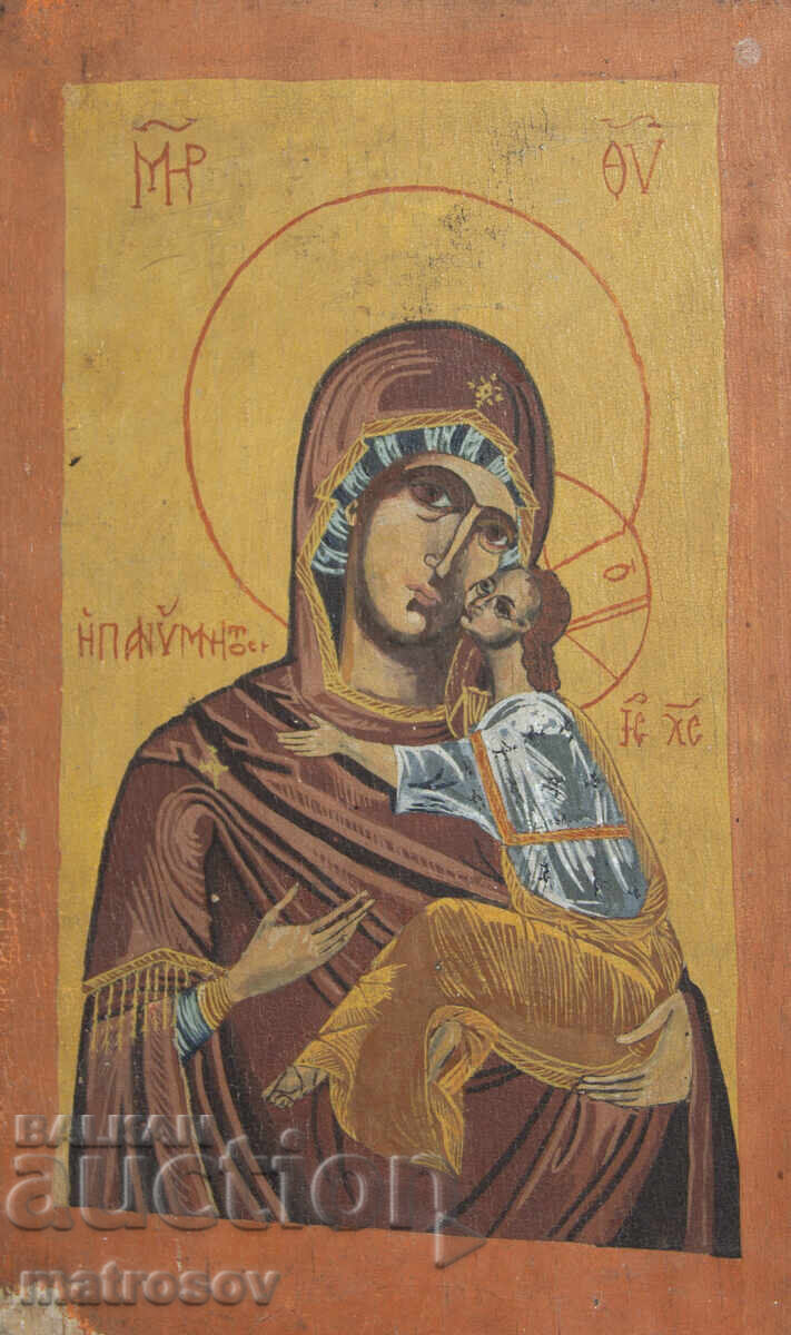 Auction  Old hand-painted icon, Holy Mother with the Child
