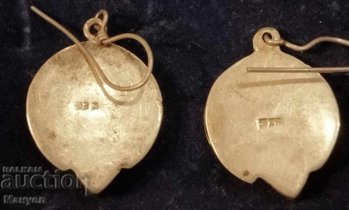 Аукцион Сребърни обици с ахат.