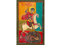 Icoană pictată manual, tempera, aurire, Sf. Gheorghe, Purtătorul de Biruință