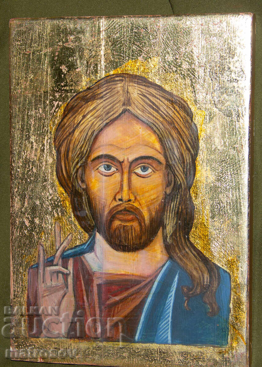 Jesus Christ Pantocrator, hand-painted icon, tempera paints with price 200.00 BGN | € 102.26