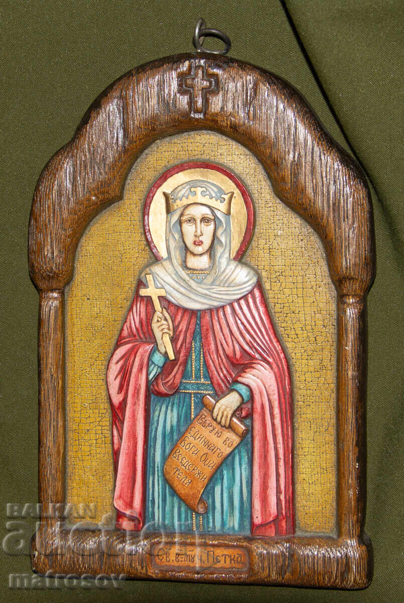 Ръчно рисувана икона, темперни бои, Света Петка с цена 200.00 лв. | € 102.26
