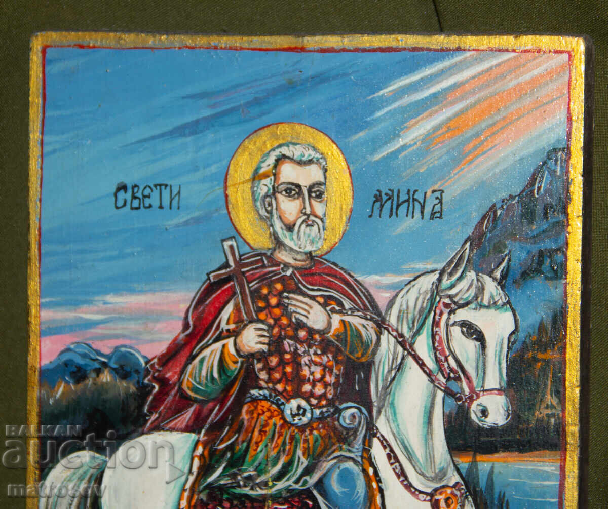 Δημοπρασία Χειροποίητη εικόνα, με τέμπερα, Άγιος Μηνάς Δημοπρασία Χειροποίητη εικόνα, με τέμπερα, Άγιος Μηνάς