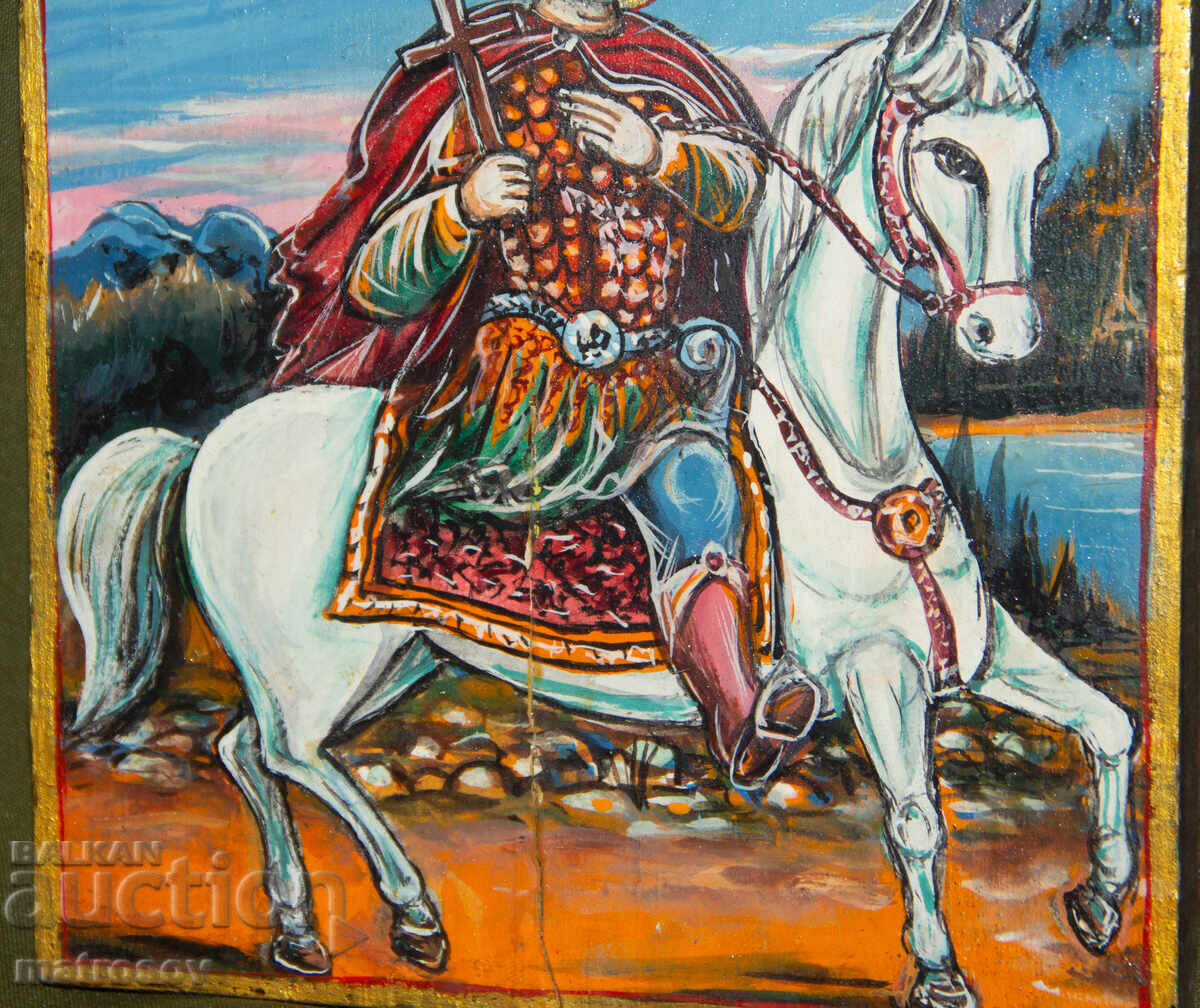 Παράδοση Χειροποίητη εικόνα, με τέμπερα, Άγιος Μηνάς Παράδοση Χειροποίητη εικόνα, με τέμπερα, Άγιος Μηνάς