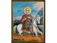 Icoană pictată manual, vopsele tempera, Sfântul Mina